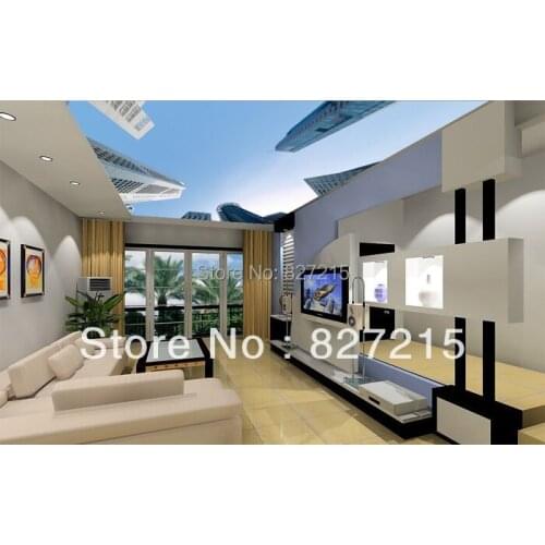SV-2531 skyscraper overlooking fashionable printing stretch ceiling film with spotlight suitable for ceiling tiles