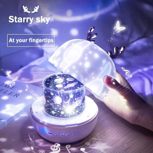 Elves Deer Starlight Projector Night Light Bluetooth Music Birthday Present Valentines Day Creative Gift