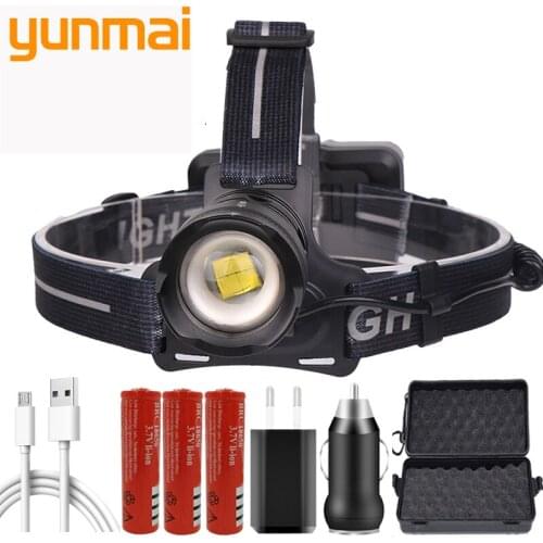 XHP70.2 LED Headlight Flashlight Power Bank 7800mah 18650 Battery Headlight Night Riding Fishing Light Zoom Waterproof Yunmai