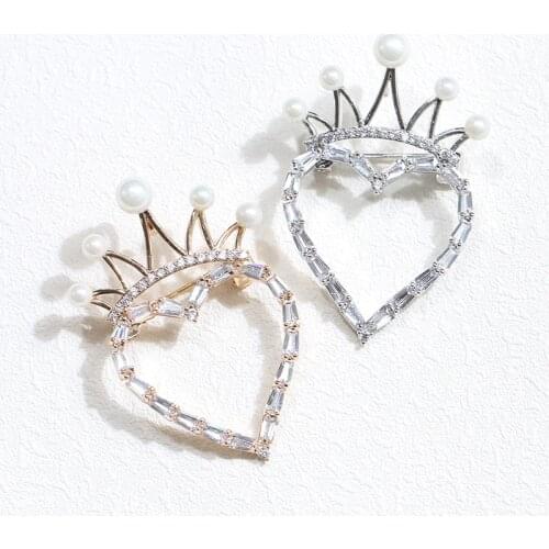 Vintage Heart-shaped Brooch For Womens Exquisite Zicon Pin Jewelry Clothes Scarf Buckle Garment Accessories Brooches Gift