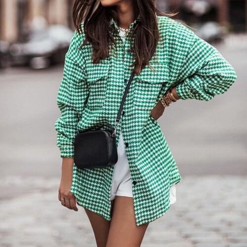 WENYUJH 2021 Autumn New Fashion Ladies Plaid Shirt Jacket Retro Hit Color Loose And Thin Casual All-match Women Coat