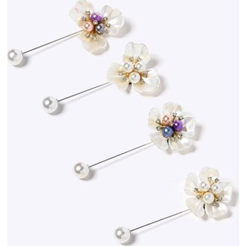 Imitation Pearl Fashion Corsage Elegent Flower Pin Brooch For Women Accessories Vintage Statement Wedding Party Jewelry