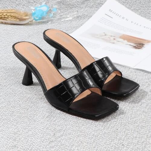 2021 New Summer Women Shoes Fashion Sexy Lady Slippers A Word Of All-Match Simple 7CM High-Heeled Female Sandals