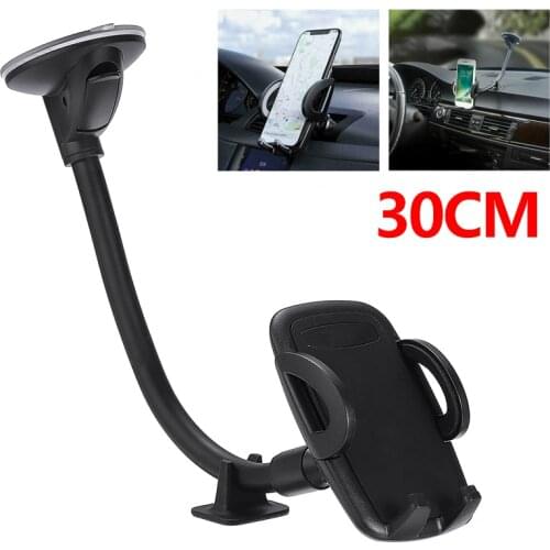 1pc Car Mobile Phone Holder Mount Suction Cup Auto Windshield Long Arm Bracket 360 Degrees Rotation 30cm Support Accessories