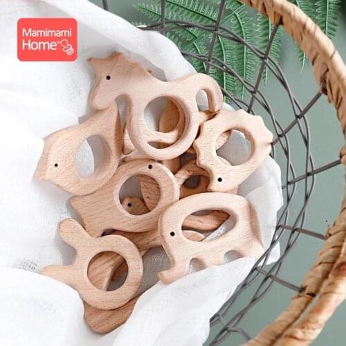 1pc Wooden Teether Wood Pendant For Pacifier Chain Baby Products Animal Wooden Blank Rodent Baby Teethers Birth Nurse Gifts Toys