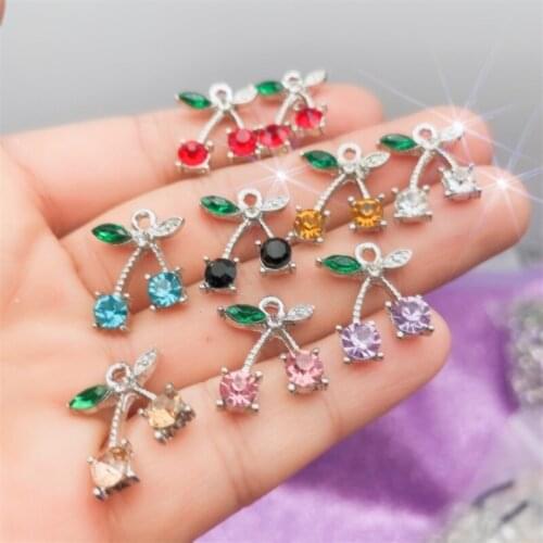 Peixin 10pcs 19x15mm Fruit cherry charm for jewelry making fashion earring pendant Fruit charm necklace bracelet Accessories
