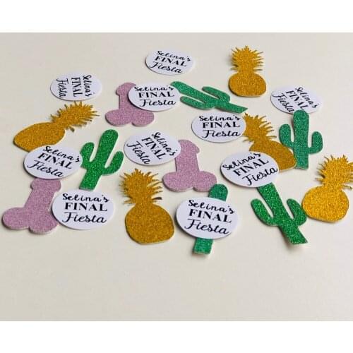 100 Custom Bachelorette Party Penis Confetti Final Fiesta Theme Pineapple Cactus Confetti Final Fiesta Bachelorette decorations