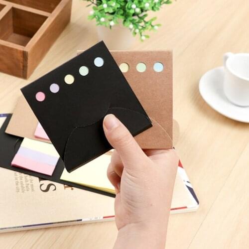 100pcs Kraft Paper Cover Colorful Self-adhesive Memo Pad Sticky Note Mini Memo Sticker Paper Office School Supply New Year Gift
