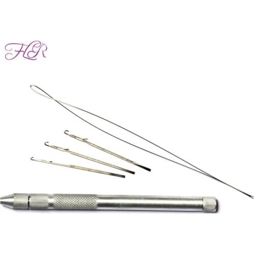 20pieces/lot Aluminium Thread Hook Tool Needle Loop Micro Ring Hair Extensions beads