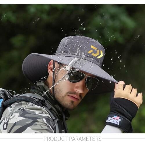 2020 DAIWA Brand Men Fishing Cap Summer Big Brim Sun Shading Breathable Fisherman Hat Outdoor Sun Hat Waterproof Fisherman hat