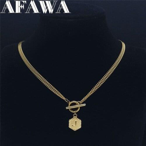 2021 Fashion Letter J Stainless Steel Necklaces Pendants for Women/Men Gold Color Necklace Chain Jewelry collar letra N7004S01
