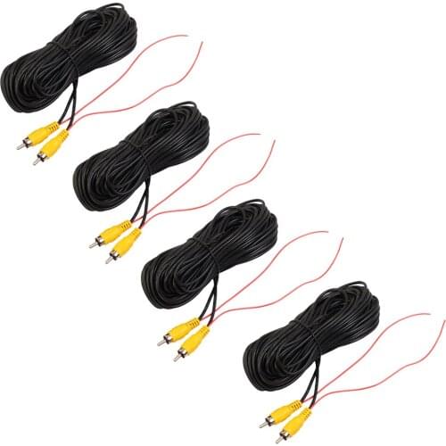 4 Pieces Car RCA Video Extension Cable for Auto Backup Camera Monitor Rear View Parking System 20ft