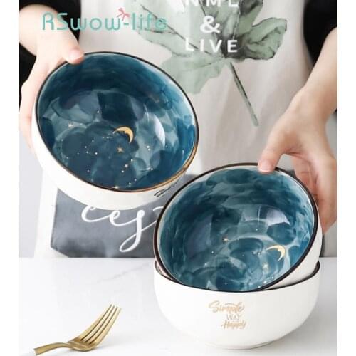 6 Inch Ceramic Bowl Starry Ramen Bowls Cute Fruit Bowl Home Dessert Star Bowls For Kitchen Utensils