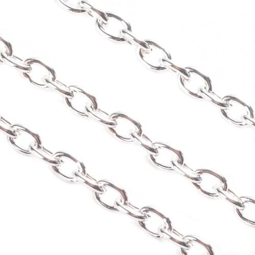 Pandahall 100m/roll Iron Silver Color Cross Chain, Lead Free, Come On Reel, Size: Chain: about 3mm long, 2mm wide, 0.5mm thick
