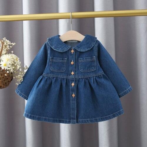Spring Autumn Baby Girl Denim Jacket Turn-down Collar Toddler Girl Baby Outerwear Denim Jackets Cotton Kids Girl Coats