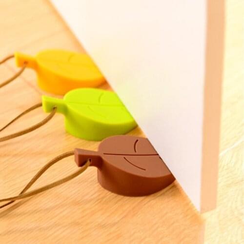 Leaves Shape Silicone Rubber Door Stop Children Anti-Folder Hand Hotel Security Card Hanging