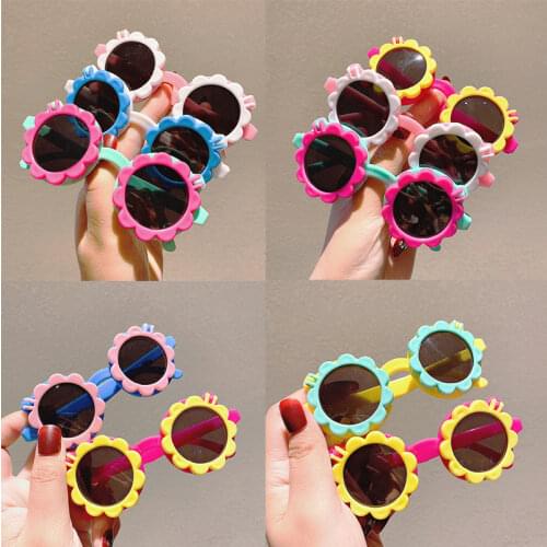 2021 Children Cute Cartoon Flower Heart Sunglasses Kids Round Glasses Baby Fashion Colors Sunglasses Boys Girls Eyewear