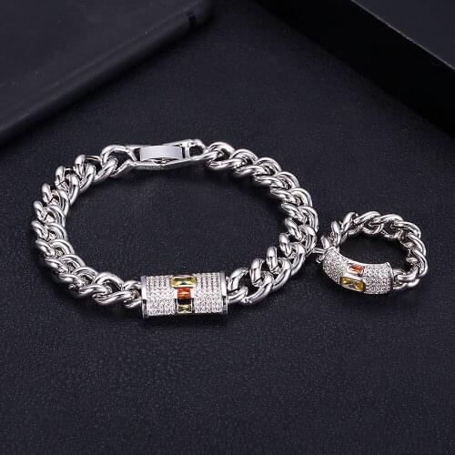 Janekelly designer Top accessories fashion unique Rope Chain bangle and ring sets AAA zircon micro pave hand bracelet Pric