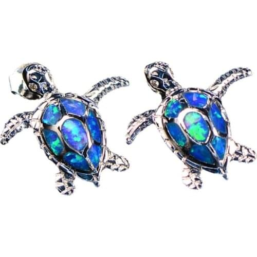 Hermosa Australian Blue Fire Opal Sea Turtle Earrings Stud Earring For Women Christmas Gifts