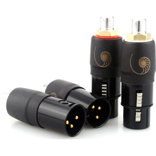 Hi-End Rhodium Plating XLR Male Female To RCA Plug Gold Plated Conversion Connector Interface