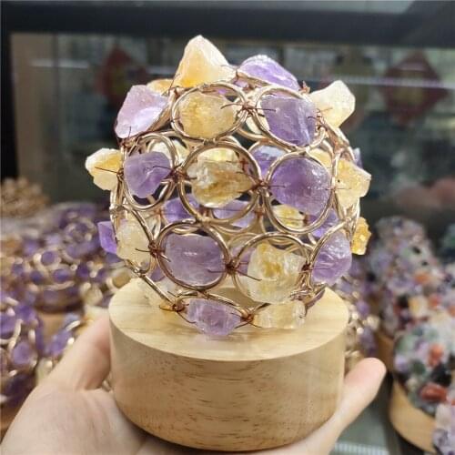 Hot Natural Crystal Lamp Amethyst&Citrine Quartz Crystal Cluster Lamp Meditation Spiritual Reiki Healing for Home Decoration