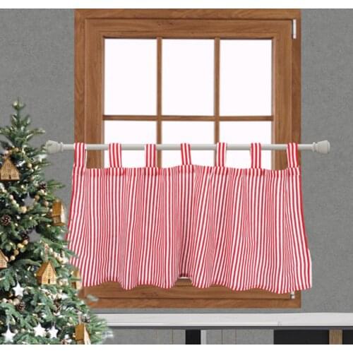 Xmas Window Valance Rod Pocket Short Curtain Lighting Reducing Cotton Linen Decorations Kitchen Living room Cabinet