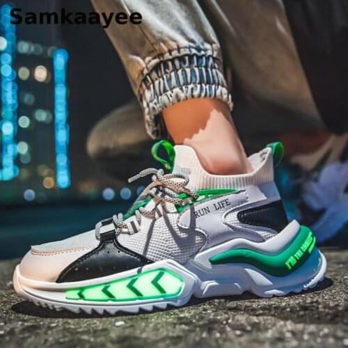 Size 39-45 Mens Sneakers Casual Shoes Spring Autumn Male Zapatillas Tennis Mesh Luminous Thick Bottom Breathable Footwear y32