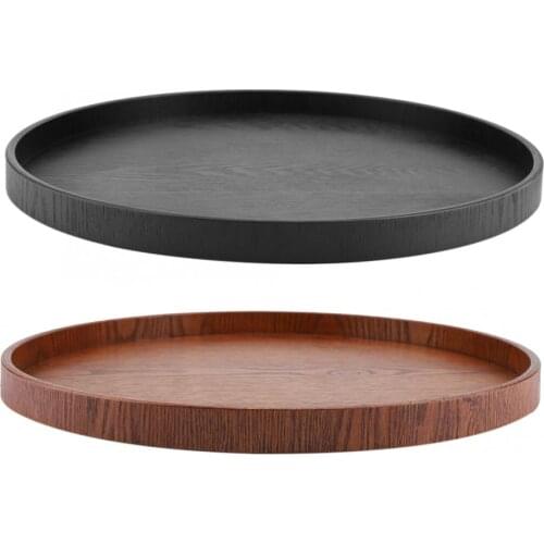 Round Natural Wood Serving Tray Wooden Plate Tea Food Dishes Water Drink Platter Fruit Dessert Cake Snack Candy Platter 37.5cm