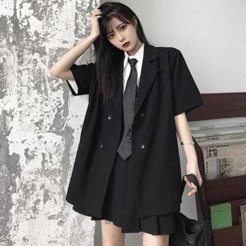 Gothic jacket women Korean casual vintage women button long sleeve coat streetwear Harajuku Oversize punk style black outerwear