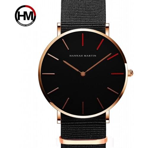 Simple Style Quartz Watch Brand Hannah Martin Men Womens Casual Fashion Watch Nylon&PU Leather Wrist Watch Clock Relojes Mujer