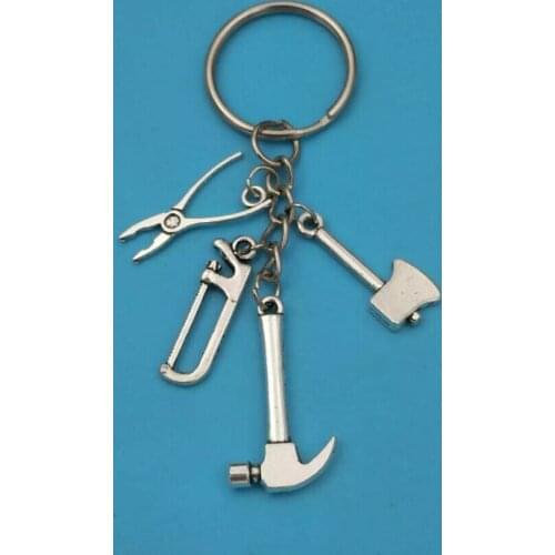 Hammer, ax, pliers, saw Keychain -Fashion jewelry Tibetan silver charm key chain ring Keychain Gifts Fit Key Chain Z76