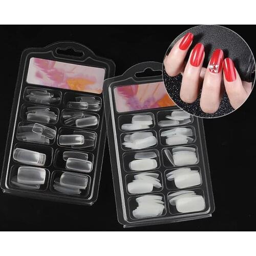 100pcs/Bag Ballerina Nail Art Tips False Nails Art Tips Round Shape Flat Shape Full Cover Manicure Fake Nail Tips