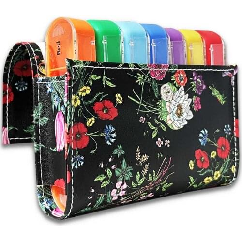 Rose Pattern 7 Days Pill Box Food Grade Plastic Portable Worth of Pills Medicine Box Travel Weekly Pill Box Organizer Case