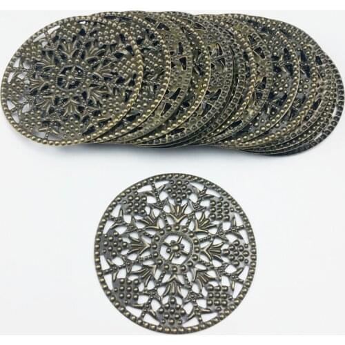 10pcs 48/60mm Wholesale Filigree crafts Hollow Embellishments Findings,Jewelry Accessories,Bronze Tone ornaments