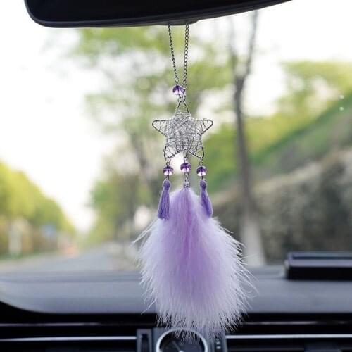 Feather Mirror Hanging Pendant In Auto Ethnic Home Decor Lucky Car Ornament Mini Car Dream Catcher Accessory Interior For Girls