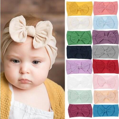 Baby Girls Lovely Bow Hairband Elastic Wide Nylon Infant Girls Headwear Clothing Accessory Photography Props Birthday Gifts