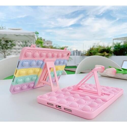 Rainbow Bubble Silicone Case for iPad Mini 1 2 3 4 5 Anti-Anxiety Stress Relief Shockproof Cover+Strap