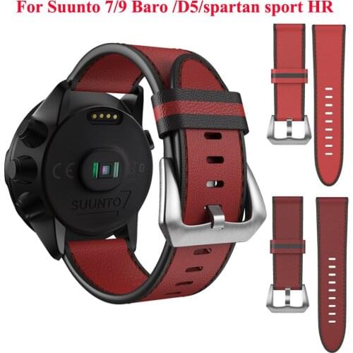 Leather Watchband Straps for Suunto Spartan Sport/Sport wrist hr For Suunto 7/9 baro/ D5 Watch Replacement Sport Bracelet Correa