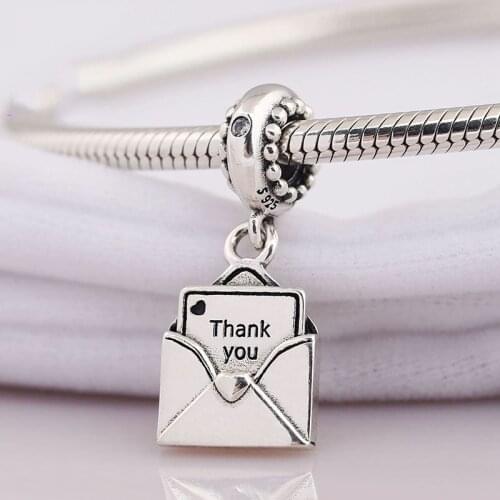 Authentic 925 Sterling Silver Charm New Envelope Creative Mail Pendant Fit Pandora Women Bracelet & Necklace Diy Jewelry