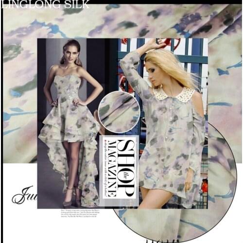 PRINTED SILK CHIFFON 140cm width 8momme100% Silk Fabric Factory Direct Wholesale Chiffon Georgette Fabric Material Silk