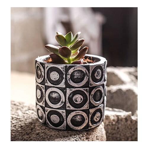 Silicone Mold 3d Vase Multi - Meat Plant Cement Flower Pots European Style Multi - Flower Pots Ceramic Circular Pattern Mould