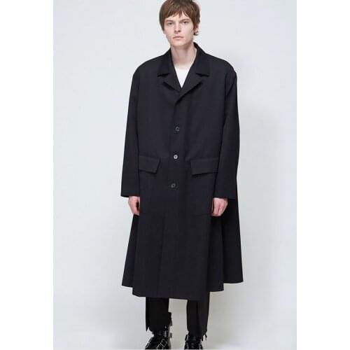 Loose Super long profile tooling simple windbreaker mens casual A-shaped pocket YOHJI coat