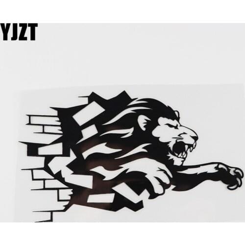 YJZT 15.2CMX8.9CM Fun Brick Lion African Animal Predator Vinyl Car Sticker Black /Silver 13C-0199