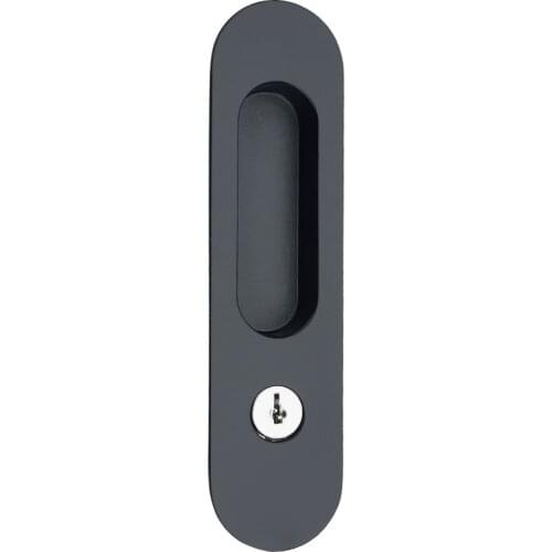 Sliding door lock with keys invisible move gate lockset handle embedded lock hook for cabinet pull furniture hardware