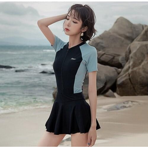 Womens Swimsuit For Surfing Rushguard One Piece Plus Size Female Rash Guard Teens Korean Womens Swimwear With Skirt 2021 Spot
