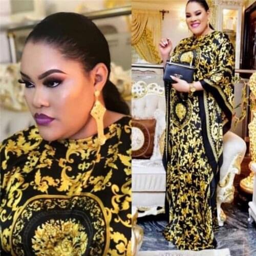 2019 new fashion print elastic short sleeve loose style dashiki stripe long dresses for lady/women dress length 146cm Bust:150cm