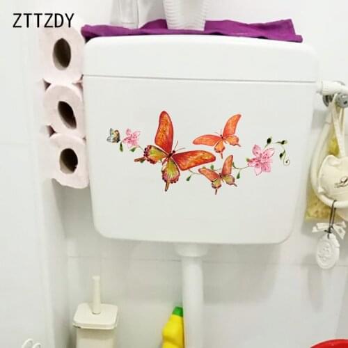 ZTTZDY 26×11.4CM Retro Flower Branch With Butterflies Room Wall Decor Classical Bathroom Toilet Stickers T2-1404