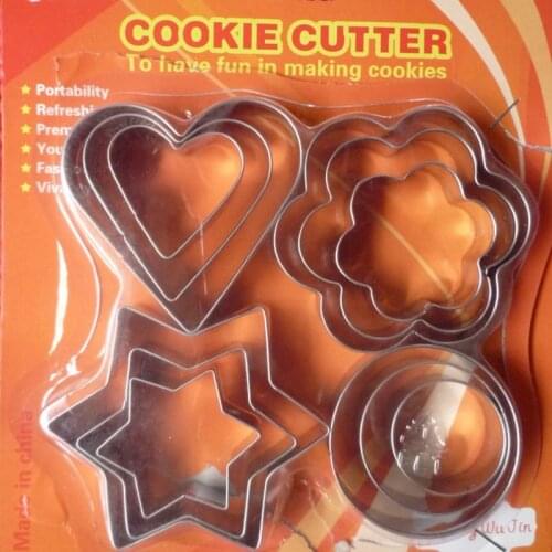 12PCS Stainless Steel Round, Star, Heart, Flower Cake Mold Metal Fondant Cookie Cutters Biscuit Cake Decorating Tools PJ001