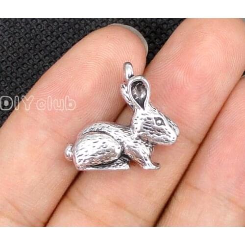 15pcs-Antique Bronze 3D Rabbit Charms Pendant 22x20x8mm