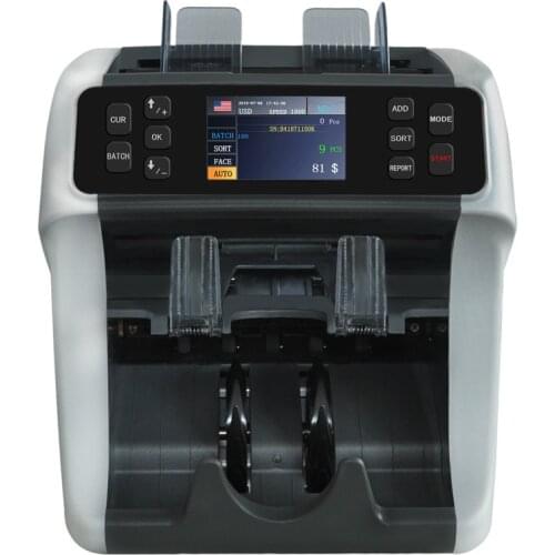 2 Pocket Value Bill Counter and Sorter emixed denomination money counter and bill detector machine